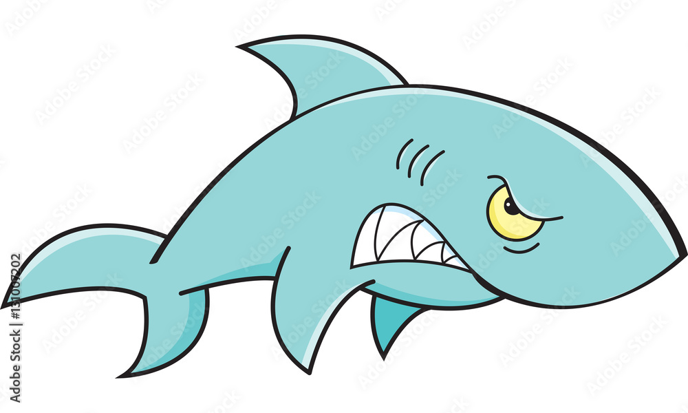 Fototapeta premium Cartoon illustration of an angry shark.