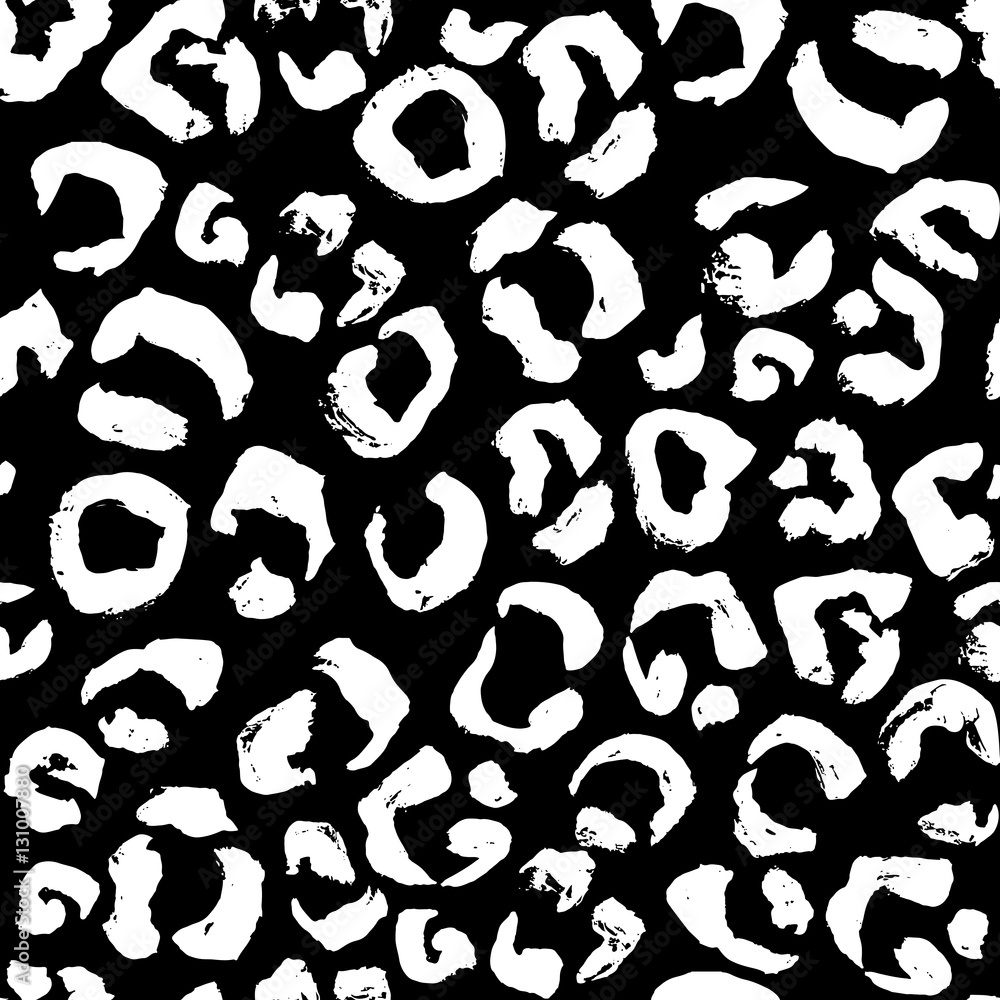 Vector illustration Leopard print seamless pattern. Black and white ...