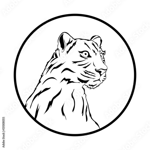 Leopard face tattoo, white background, in mug
