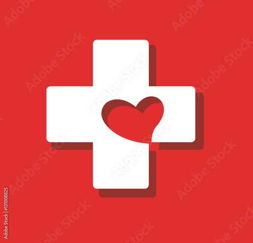 heart in cross medical hospital icon vector  