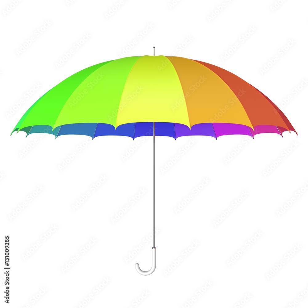 3D illustration of the multicolored umbrella against white