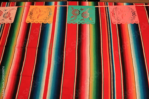 Mexican poncho bunting poncho serape background fiesta cinco de mayo decoration bunting background papel picado Mexico Mexican stock, photo, photograph, picture, image photo