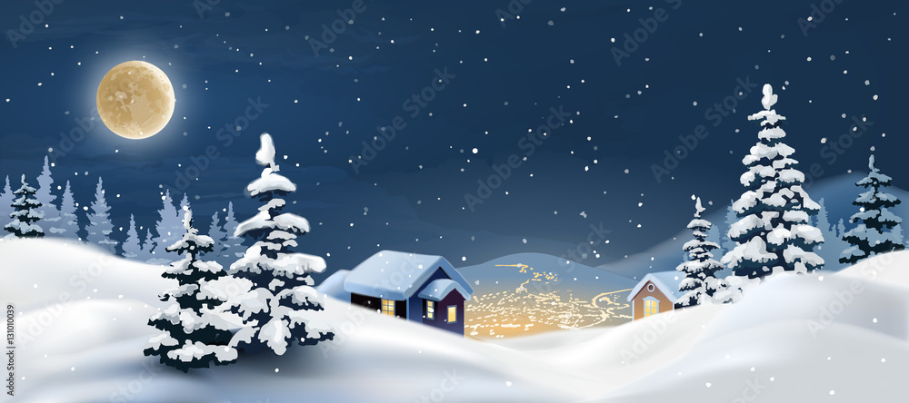 Vector illustration of a winter landscape. Stock Vector | Adobe Stock