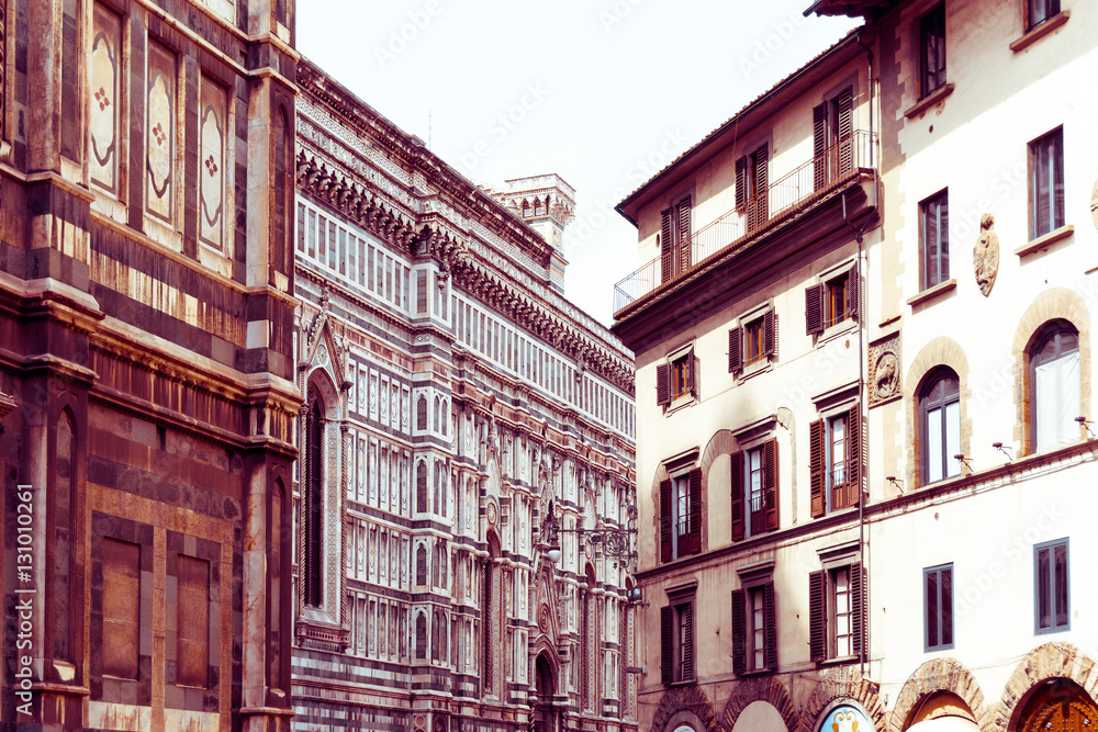 Beautiful street View of the Cathedral Santa Maria del Fiore in