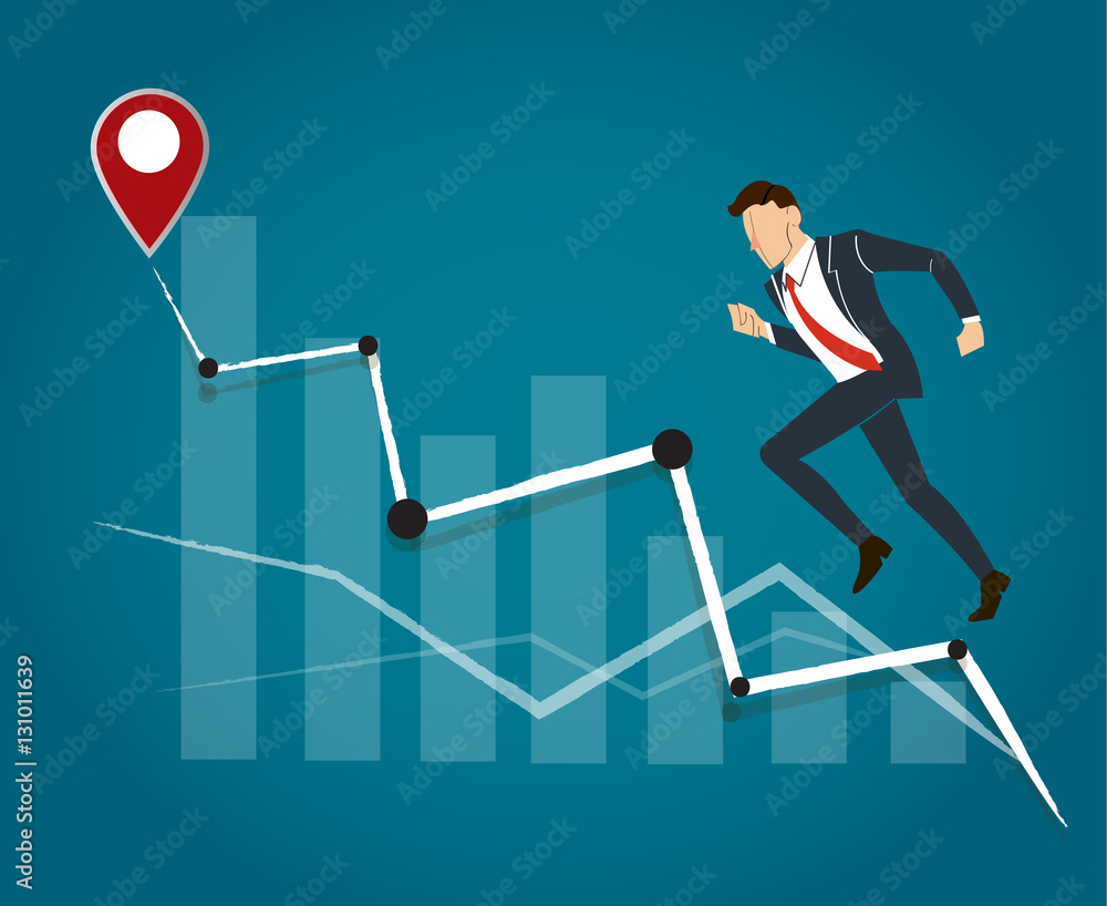 Businessman running with high graph vector Businessman running with high graph vector