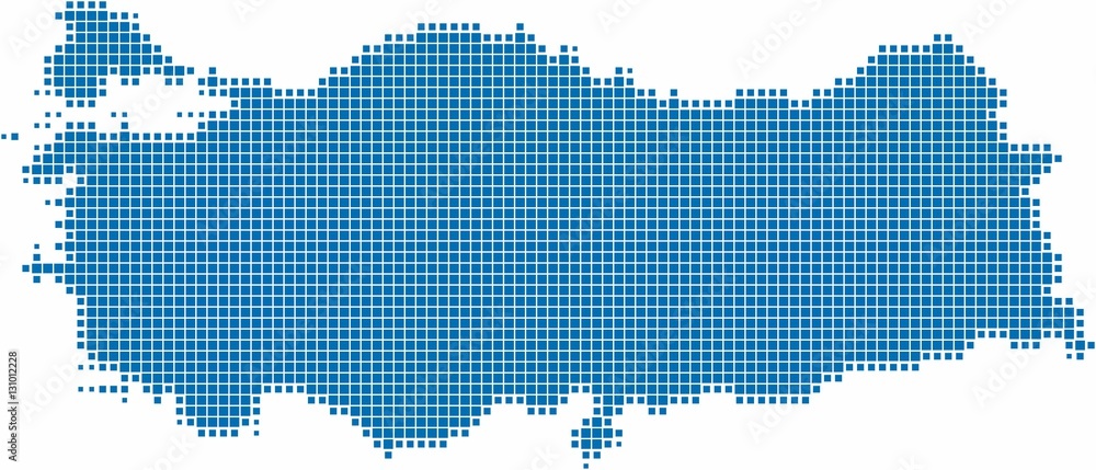 Fototapeta premium Blue square shape Turkey map on white background,