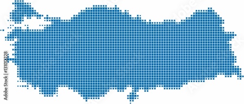 Blue square shape Turkey map on white background,