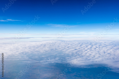 beautiful blue sky and cloud view from airplane.