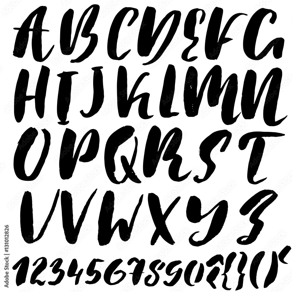 Hand drawn font made by dry brush strokes. Grunge style alphabet Hand drawn font made by dry brush strokes. Grunge style alphabet