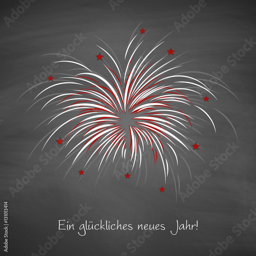 Feuerwerk auf Schiefertafel | Happy New Year