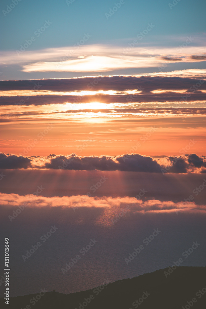 Sunset Sky over clouds Landscape Travel serene scenic view flying beautiful natural colors