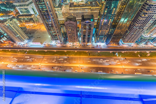 Beautiful night skyline of Dubai over Sheikh Zayed Road