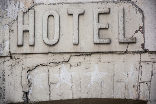 Old entrance of a closed hotel in Paris