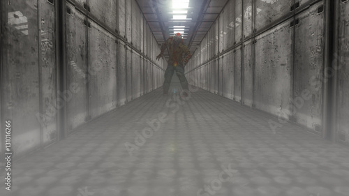 3d corridor and zombie