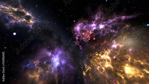Fototapeta Naklejka Na Ścianę i Meble -  Flying through Nebulas in Galaxy out to Outer Space