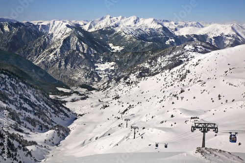 Ski lift in Encamp. Andorra  photo
