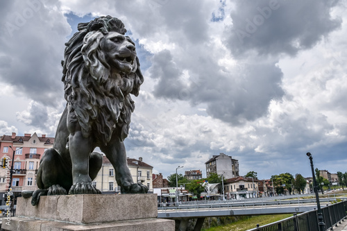 Lion statue at Lion's Bridge in Sofia, Bulgaria