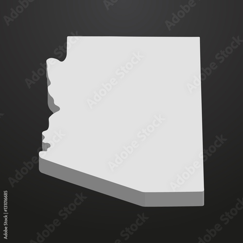 Arizona State map in gray on a black background 3d