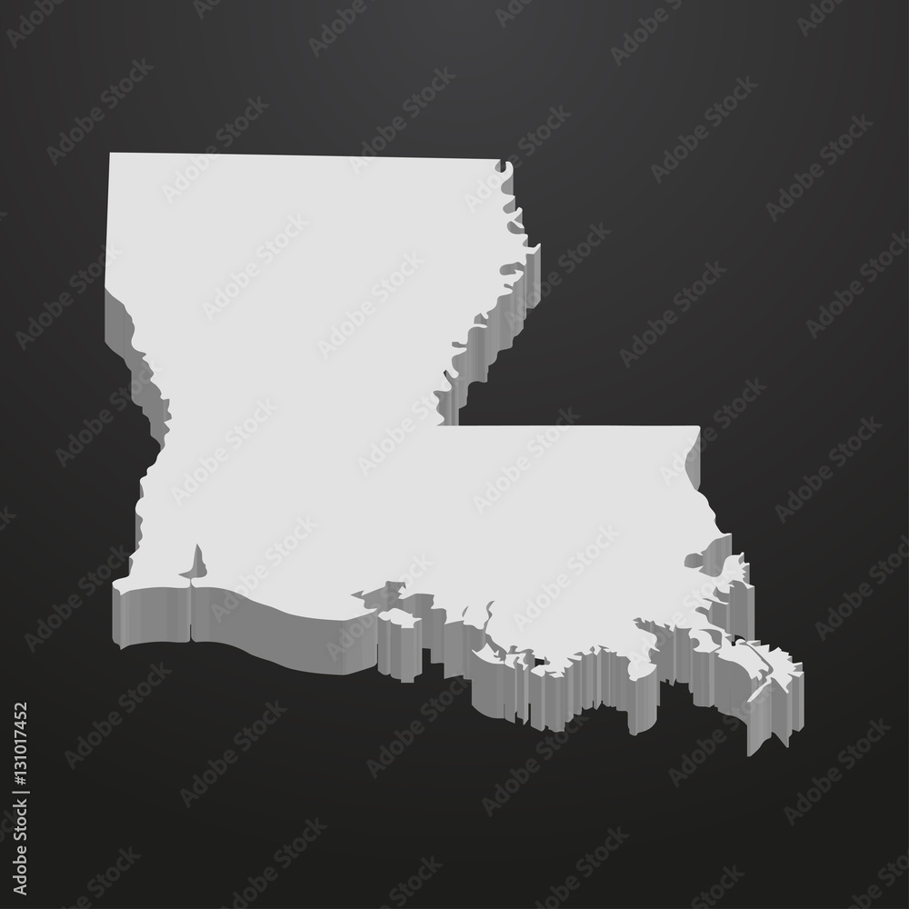 Louisiana State map in gray on a black background 3d Louisiana State map in gray on a black background 3d