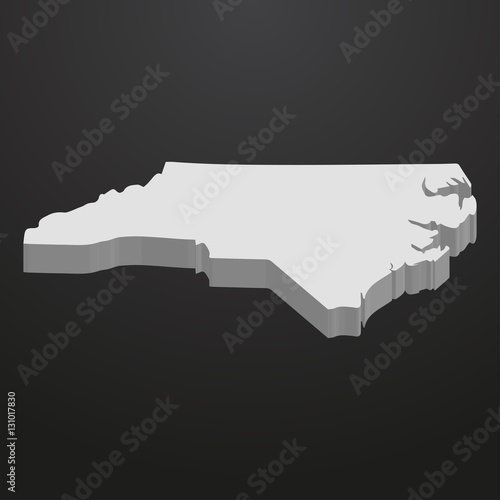 North Carolina State map in gray on a black background 3d