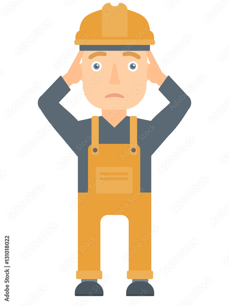 Builder grabs his head vector illustration. Builder grabs his head vector illustration.
