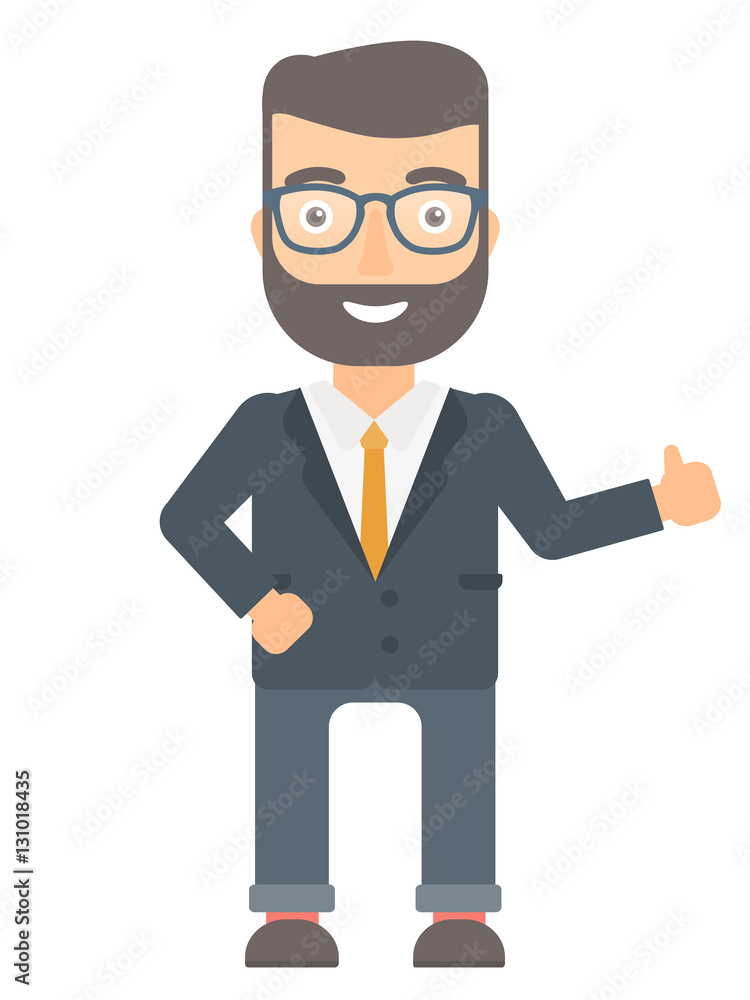 Businessman giving thumb up vector illustration.