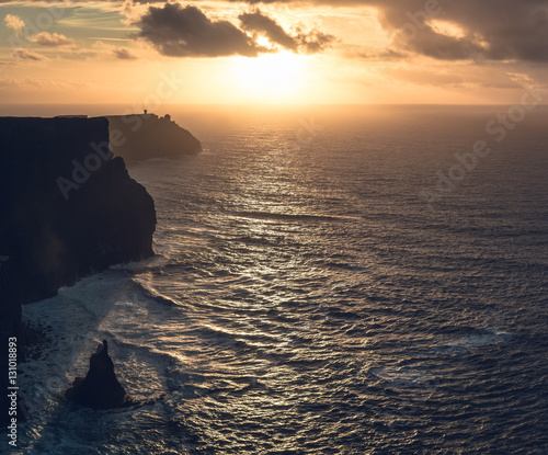 Spectacular sunset at the Cliffs of Moher, Ireland