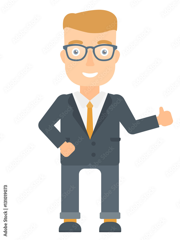 Businessman giving thumb up vector illustration.