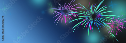New year banner background with colorful and fireworks 
