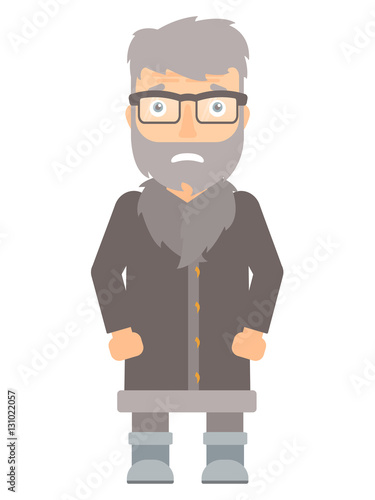 Embarrassed hipster north man vector illustration.