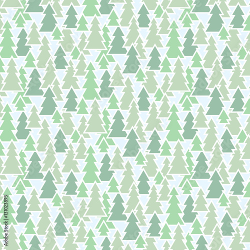 pattern of green firs on a white background
