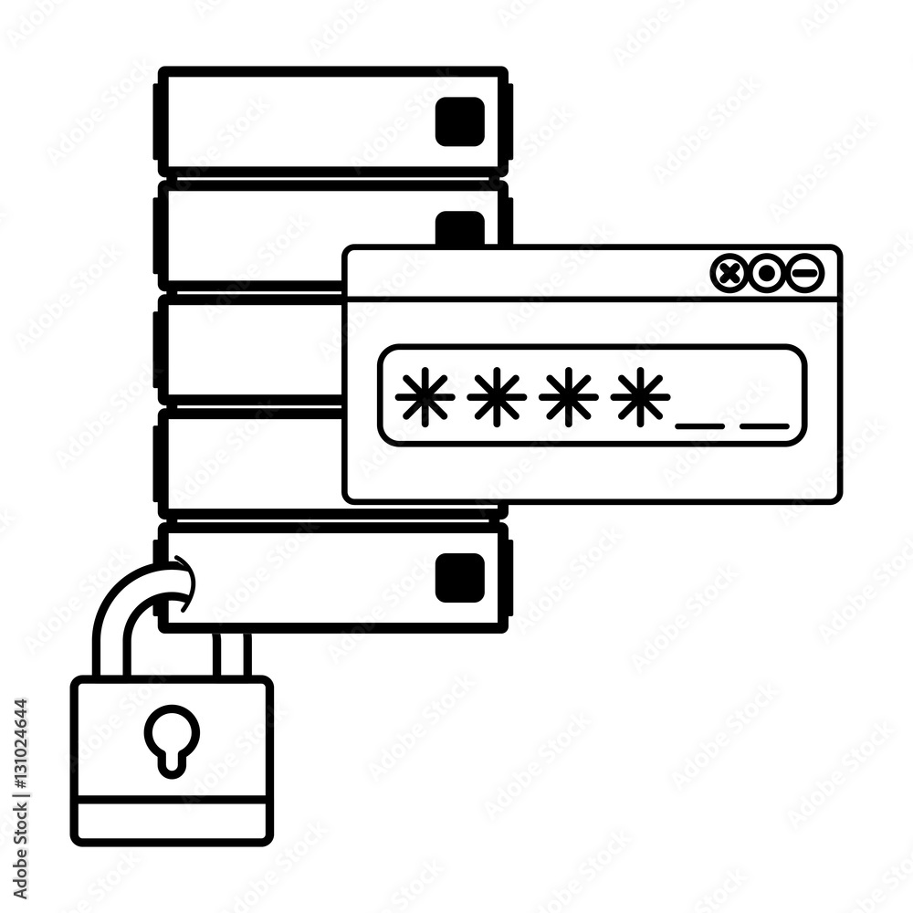 Web hosting and padlock icon. Data center base and security system theme. Isolated design. Vector illustration Web hosting and padlock icon. Data center base and security system theme. Isolated design. Vector illustration