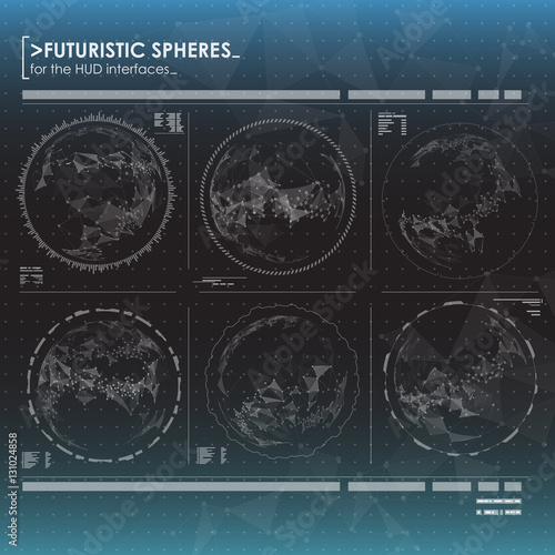 black and white spheres for the futuristic user interface HUD