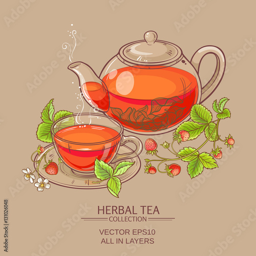 strawberry tea vector illustration
