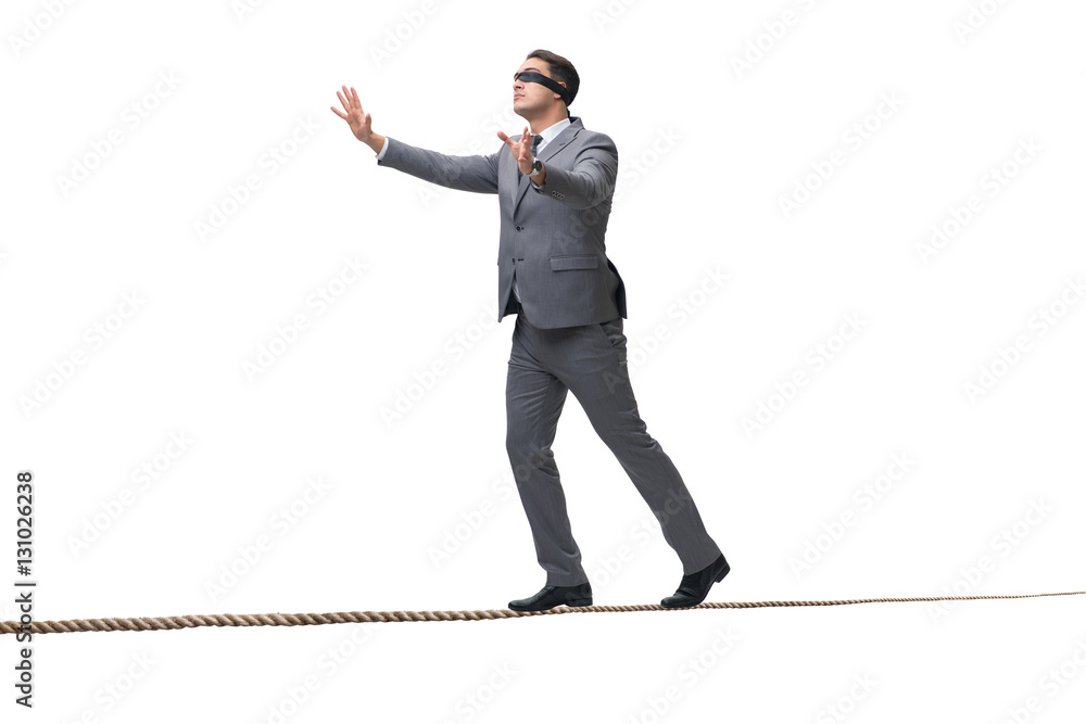 Blindfolded businessman isolated on white Blindfolded businessman isolated on white