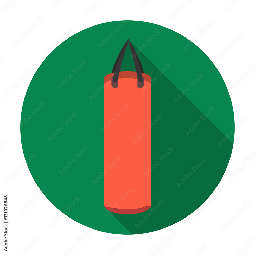 Boxing punching bag icon in flat style isolated on white background