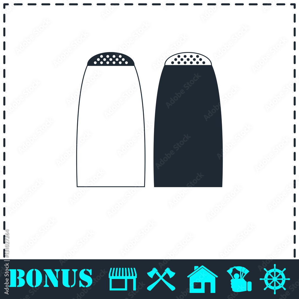 Salt and pepper shakers icon flat Salt and pepper shakers icon flat