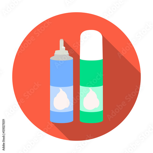 Whipped cream in an aerosol can icon in flat style isolated on white background. Milk product and sweet symbol stock vector illustration.