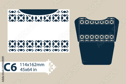 Template congratulatory envelope with carved openwork pattern