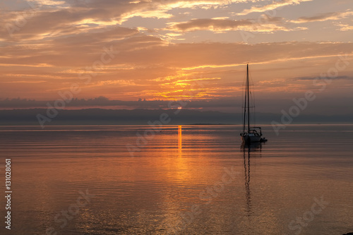 Beautiful sunrise and boat 