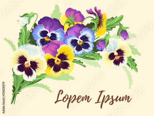 Vintage card with pansies