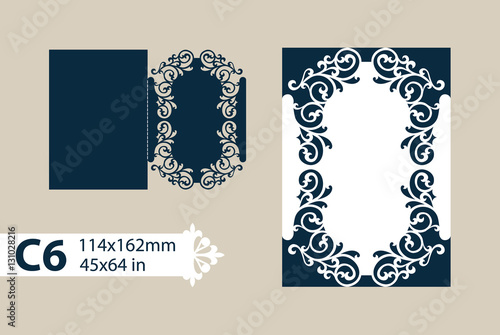 Fotografie Template congratulatory envelope with carved openwork pattern