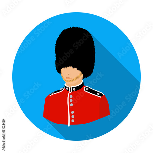 Queen's guard icon in flat style isolated on white background. England country symbol stock vector illustration.