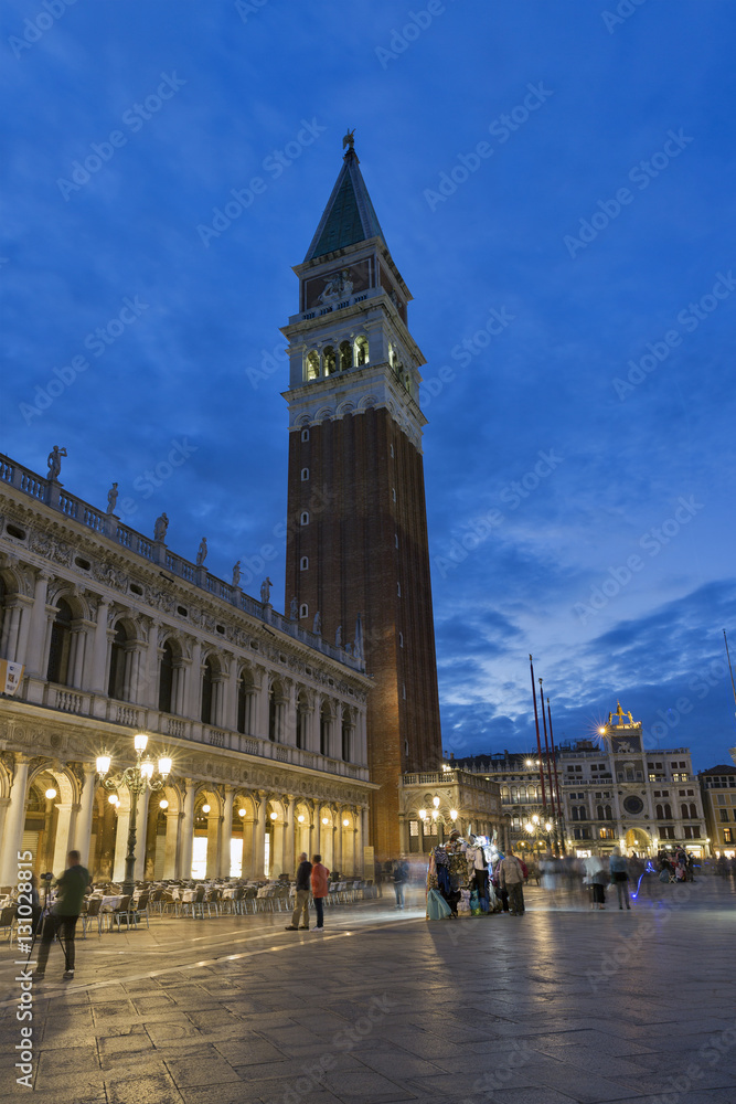 Piazza San Marco at night in Venice, Italy.