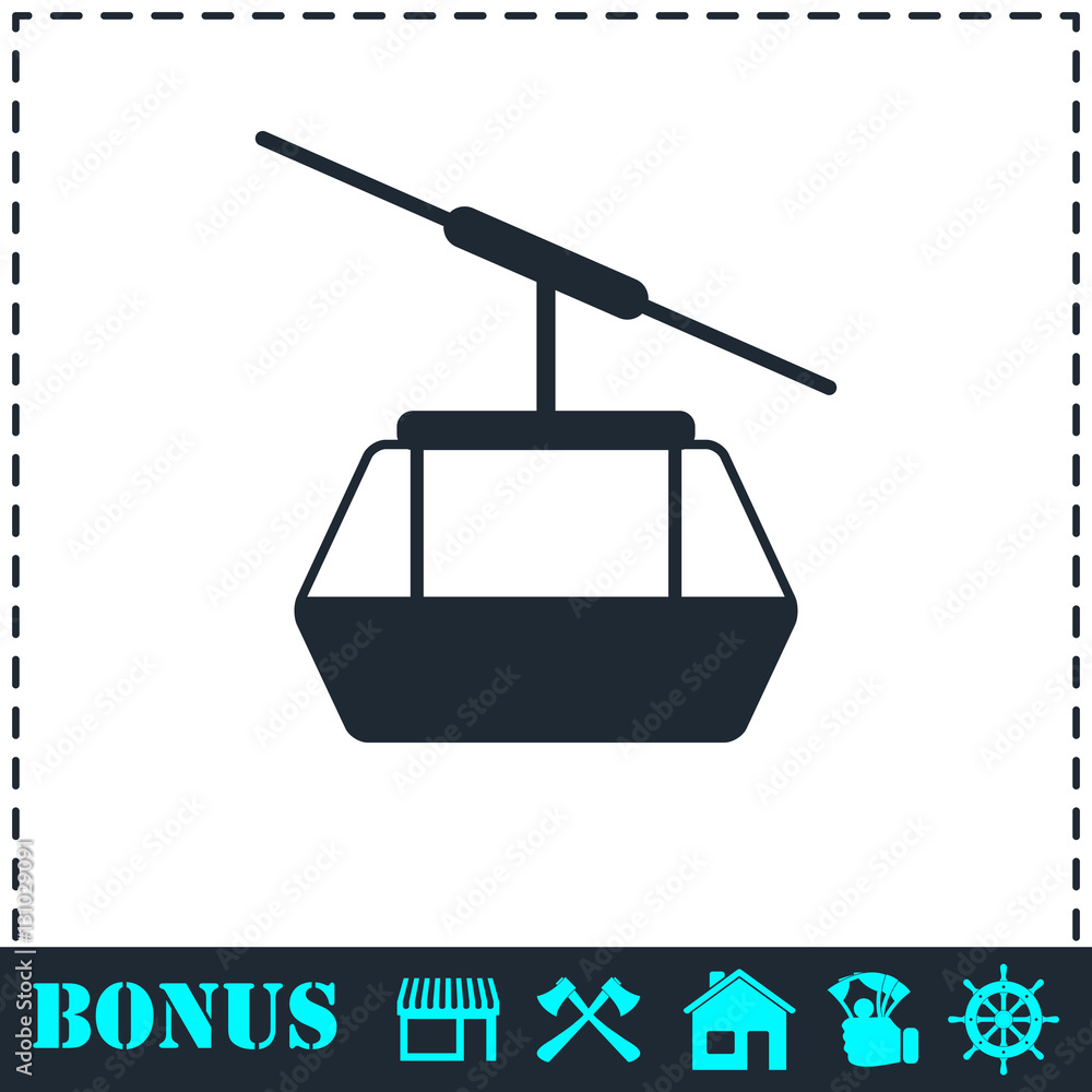 Fototapeta premium Ropeway cabines icon flat