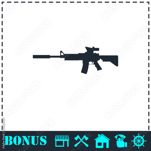 Assault carbine icon flat