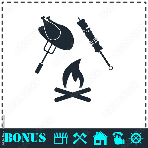 Grill Or Barbecue icon flat