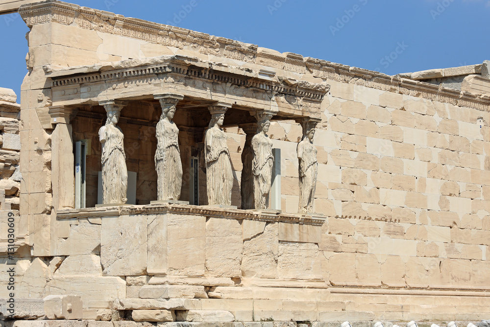 Caryatids of Erechtheion in Athens Acropolis, Greece