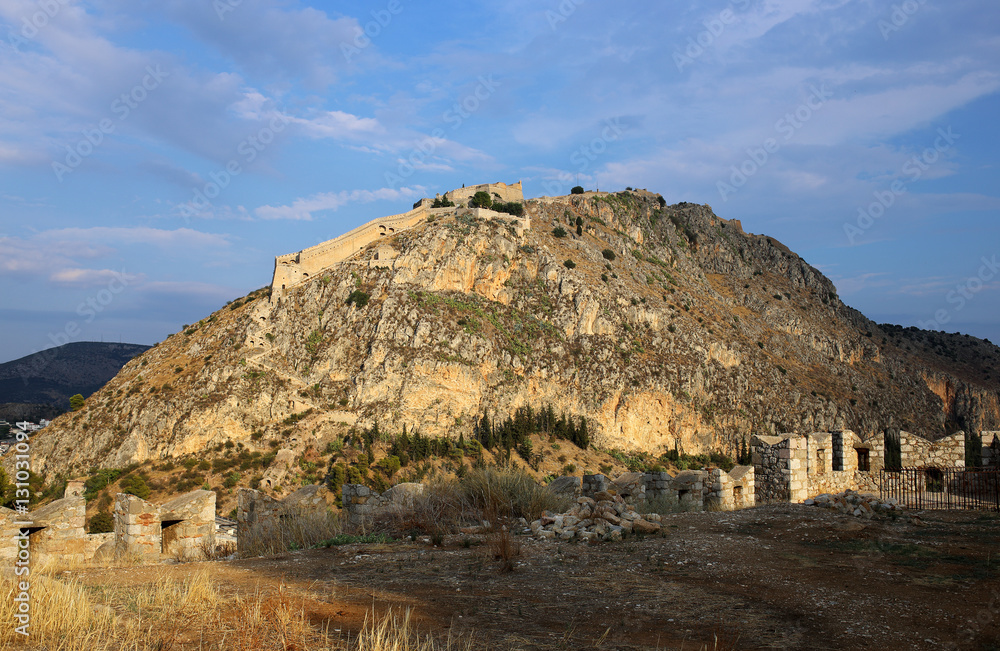 Palamidi fortress on the hilltop, Nafplion, Greece