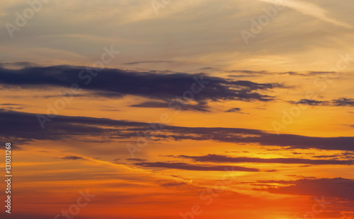 Beautiful sunset with dramatic clouds on the sky